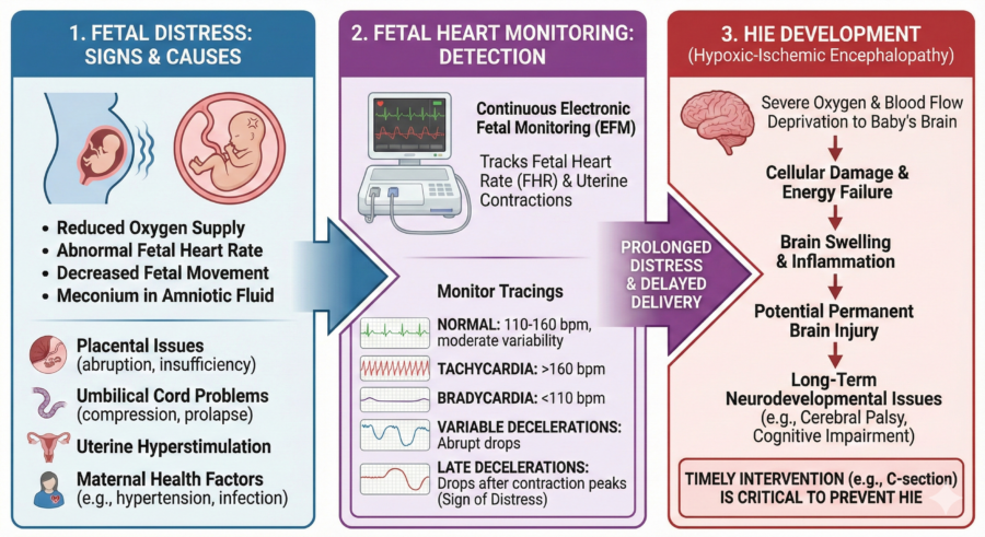 infographic detailing the causes and impacts of hypoxic-ischemic encephalopathy