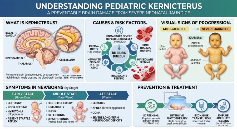 an infographic describing pediatric kernicterus