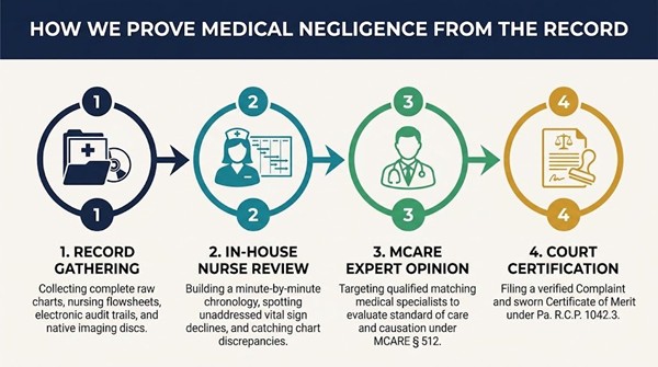 Four steps in proving medical malpractice from the records